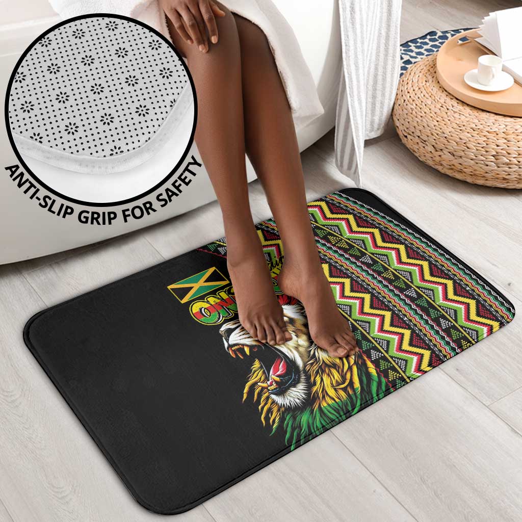 Jamaican Reggae-One Love Bathroom Set Tribal African Pattern and Roaring Lion - Wonder Print Shop