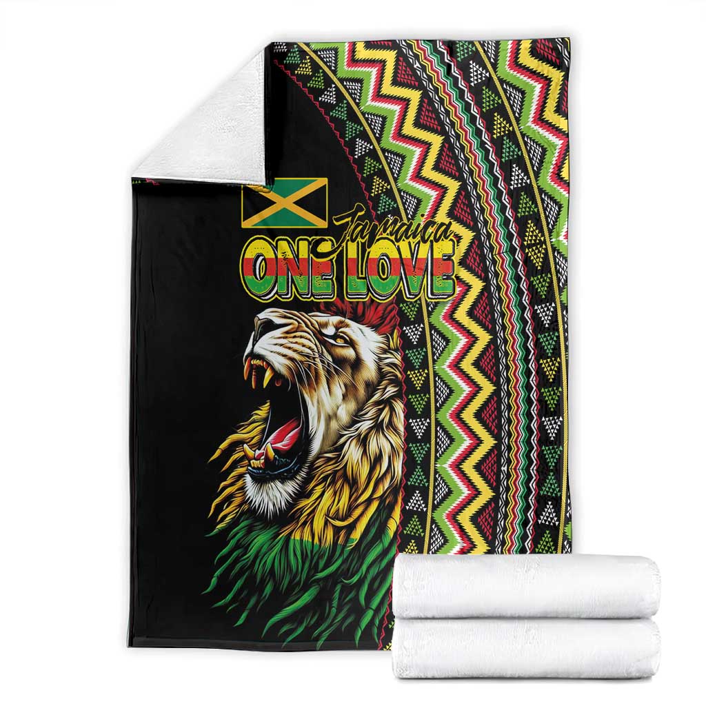 Jamaican Reggae-One Love Blanket Tribal African Pattern and Roaring Lion - Wonder Print Shop