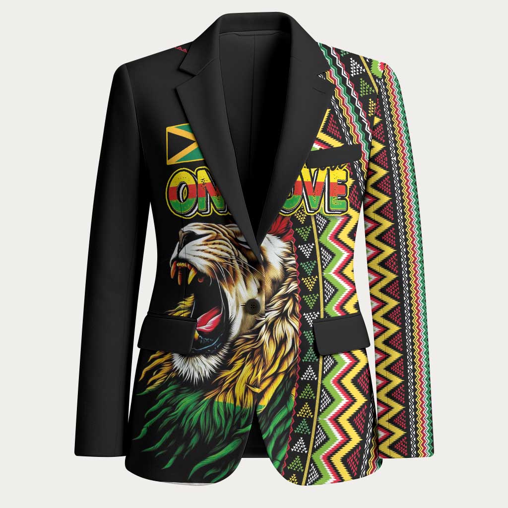 Personalized Jamaican Reggae-One Love Blazer Tribal African Pattern and Roaring Lion - Wonder Print Shop