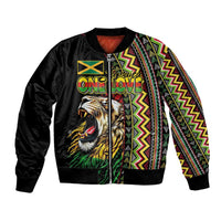 Personalized Jamaican Reggae-One Love Bomber Jacket Tribal African Pattern and Roaring Lion - Wonder Print Shop