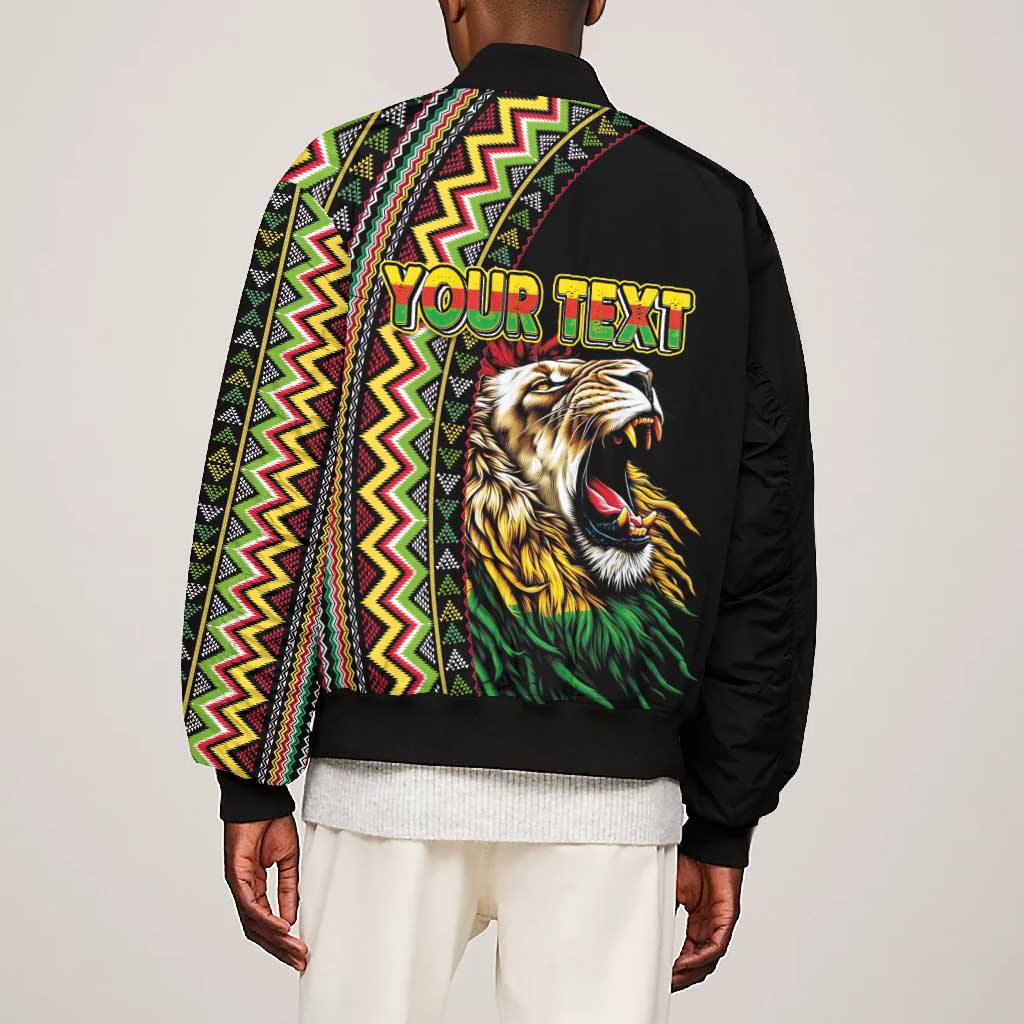 Personalized Jamaican Reggae-One Love Bomber Jacket Tribal African Pattern and Roaring Lion - Wonder Print Shop