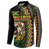 Personalized Jamaican Reggae-One Love Button Sweatshirt Tribal African Pattern and Roaring Lion