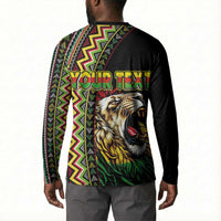 Personalized Jamaican Reggae-One Love Button Sweatshirt Tribal African Pattern and Roaring Lion