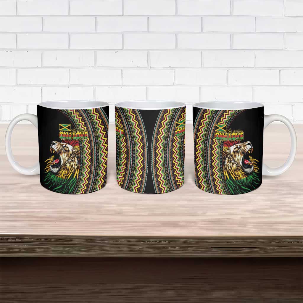 Jamaican Reggae-One Love Ceramic Mug Tribal African Pattern and Roaring Lion - Wonder Print Shop