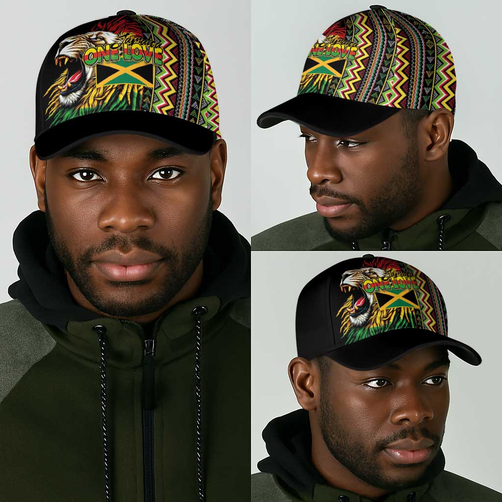 Jamaican Reggae-One Love Classic Cap Tribal African Pattern and Roaring Lion - Wonder Print Shop