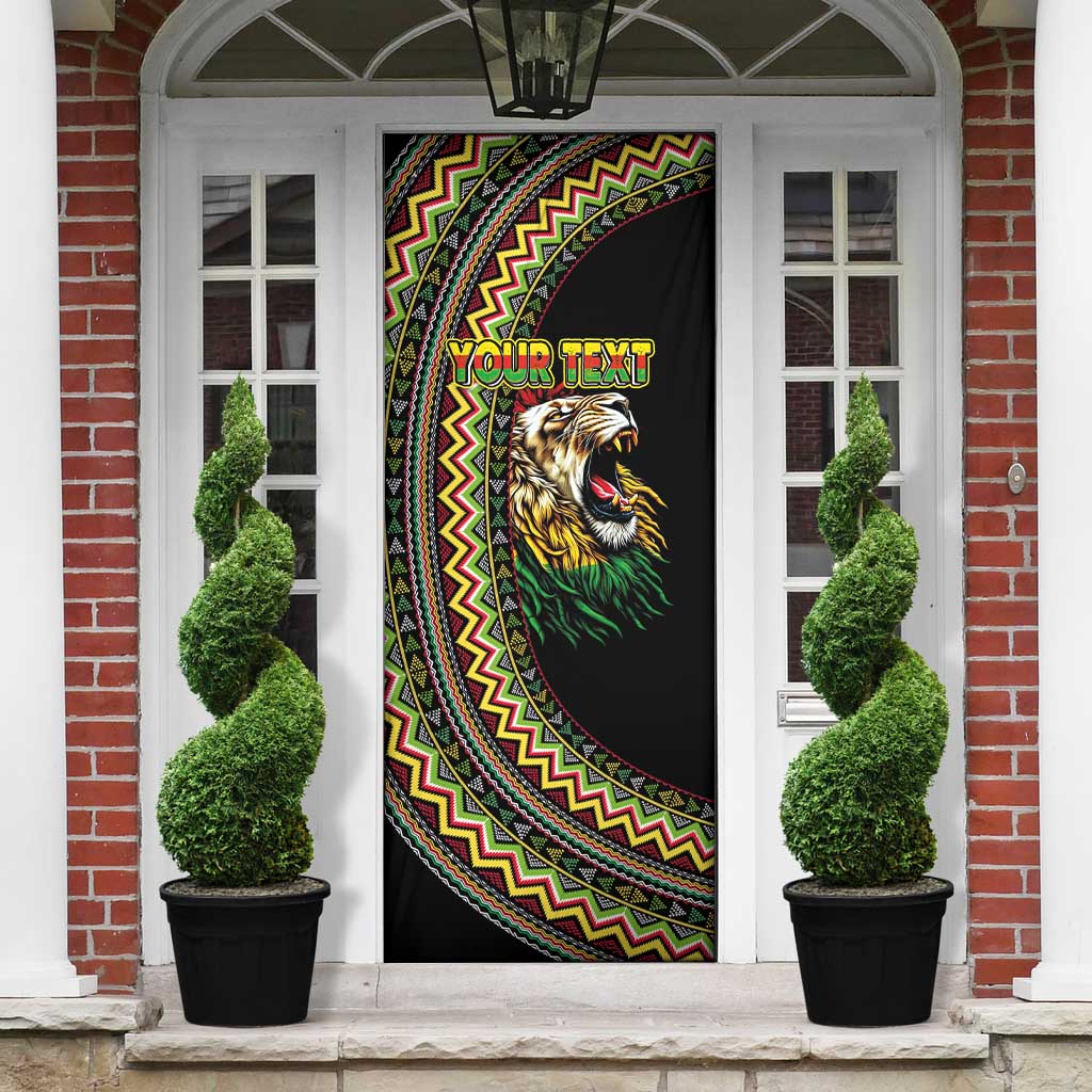 Personalized Jamaican Reggae-One Love Door Cover Tribal African Pattern and Roaring Lion - Wonder Print Shop