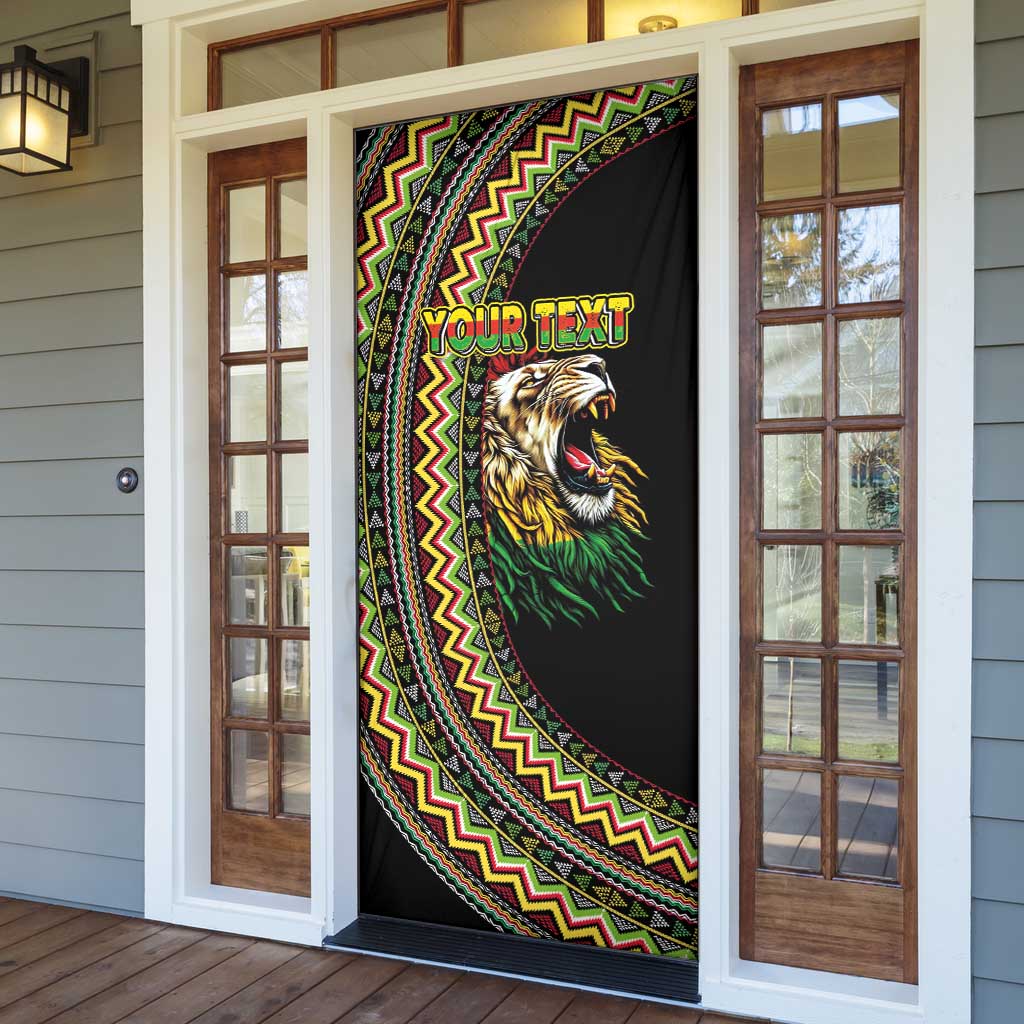 Personalized Jamaican Reggae-One Love Door Cover Tribal African Pattern and Roaring Lion - Wonder Print Shop