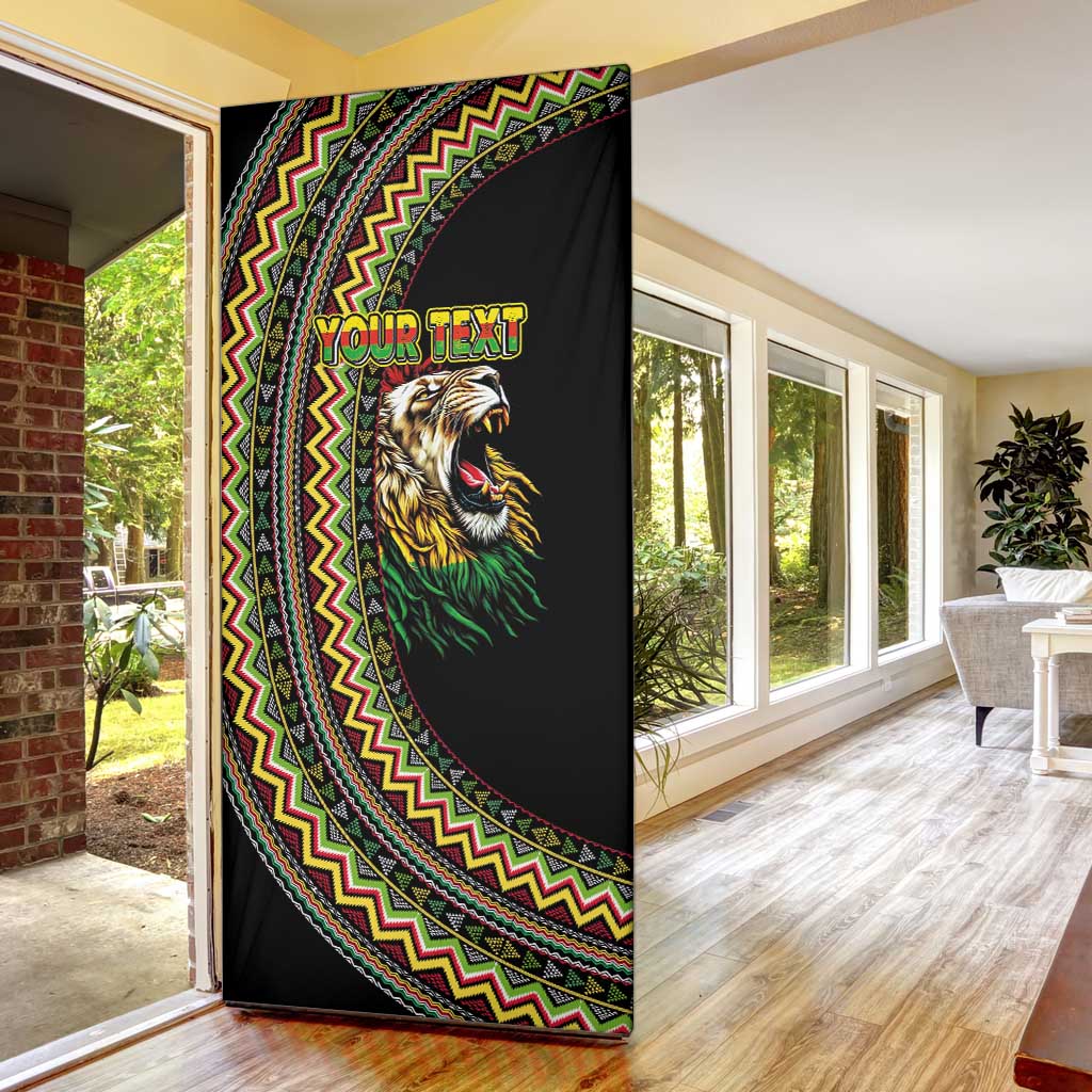 Personalized Jamaican Reggae-One Love Door Cover Tribal African Pattern and Roaring Lion - Wonder Print Shop