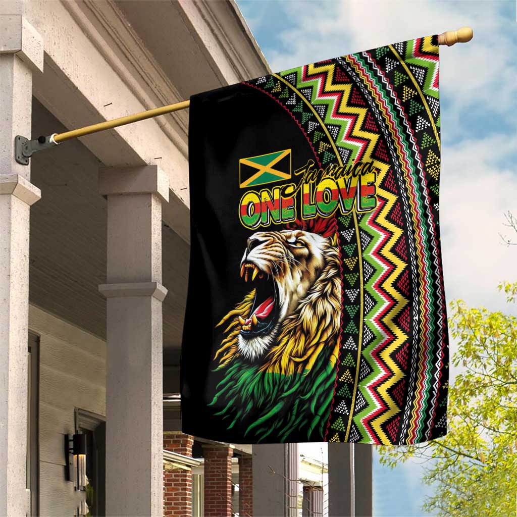 Jamaican Reggae-One Love Garden Flag Tribal African Pattern and Roaring Lion - Wonder Print Shop