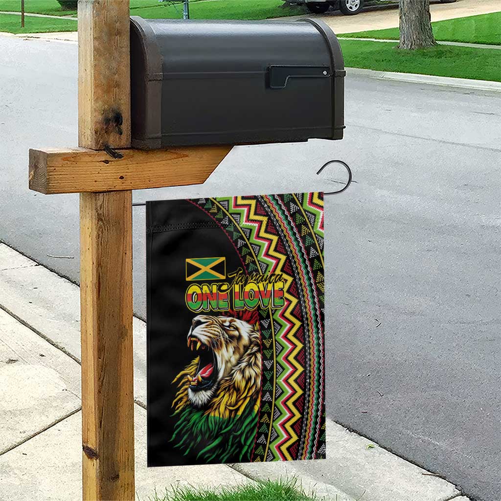 Jamaican Reggae-One Love Garden Flag Tribal African Pattern and Roaring Lion - Wonder Print Shop