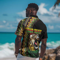 Personalized Jamaican Reggae-One Love Hawaiian Shirt Tribal African Pattern and Roaring Lion LT03
