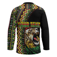 Personalized Jamaican Reggae-One Love Hockey Jersey Tribal African Pattern and Roaring Lion - Wonder Print Shop