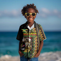 Personalized Jamaican Reggae-One Love Kid Hawaiian Shirt Tribal African Pattern and Roaring Lion LT03