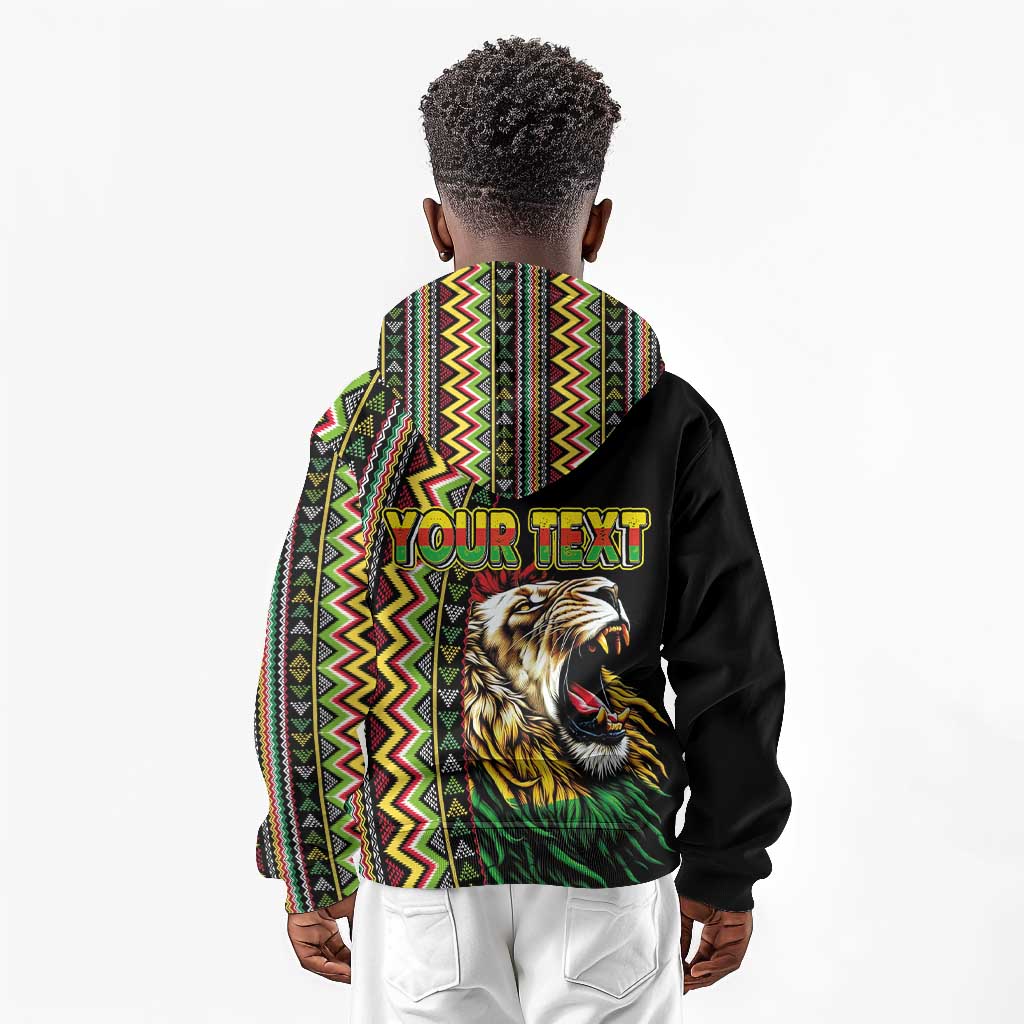 Personalized Jamaican Reggae-One Love Kid Hoodie Tribal African Pattern and Roaring Lion - Wonder Print Shop