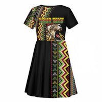 Personalized Jamaican Reggae-One Love Kid Short Sleeve Dress Tribal African Pattern and Roaring Lion LT03