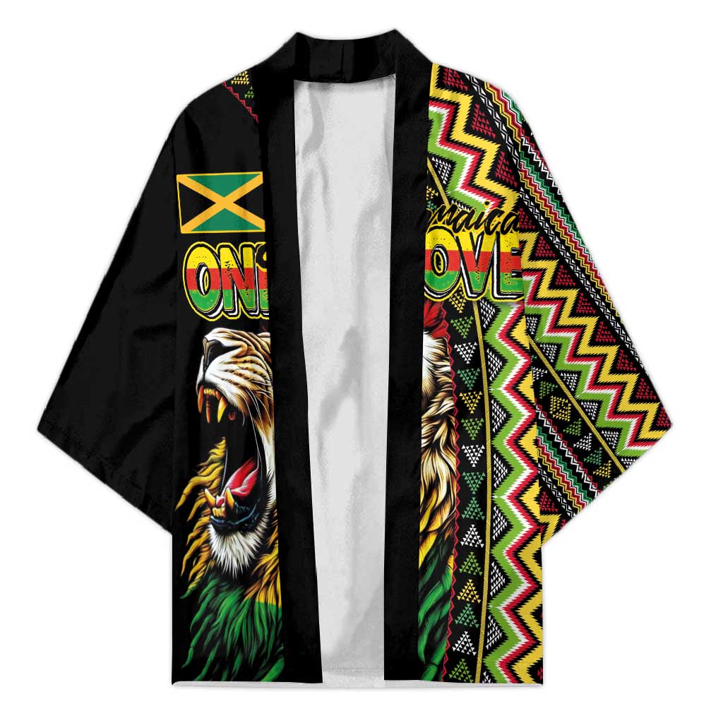 Personalized Jamaican Reggae-One Love Kimono Tribal African Pattern and Roaring Lion - Wonder Print Shop