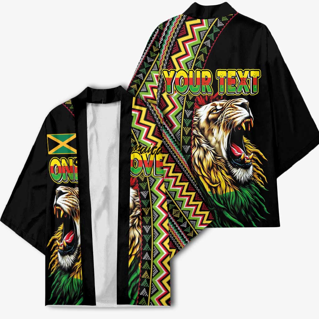 Personalized Jamaican Reggae-One Love Kimono Tribal African Pattern and Roaring Lion - Wonder Print Shop