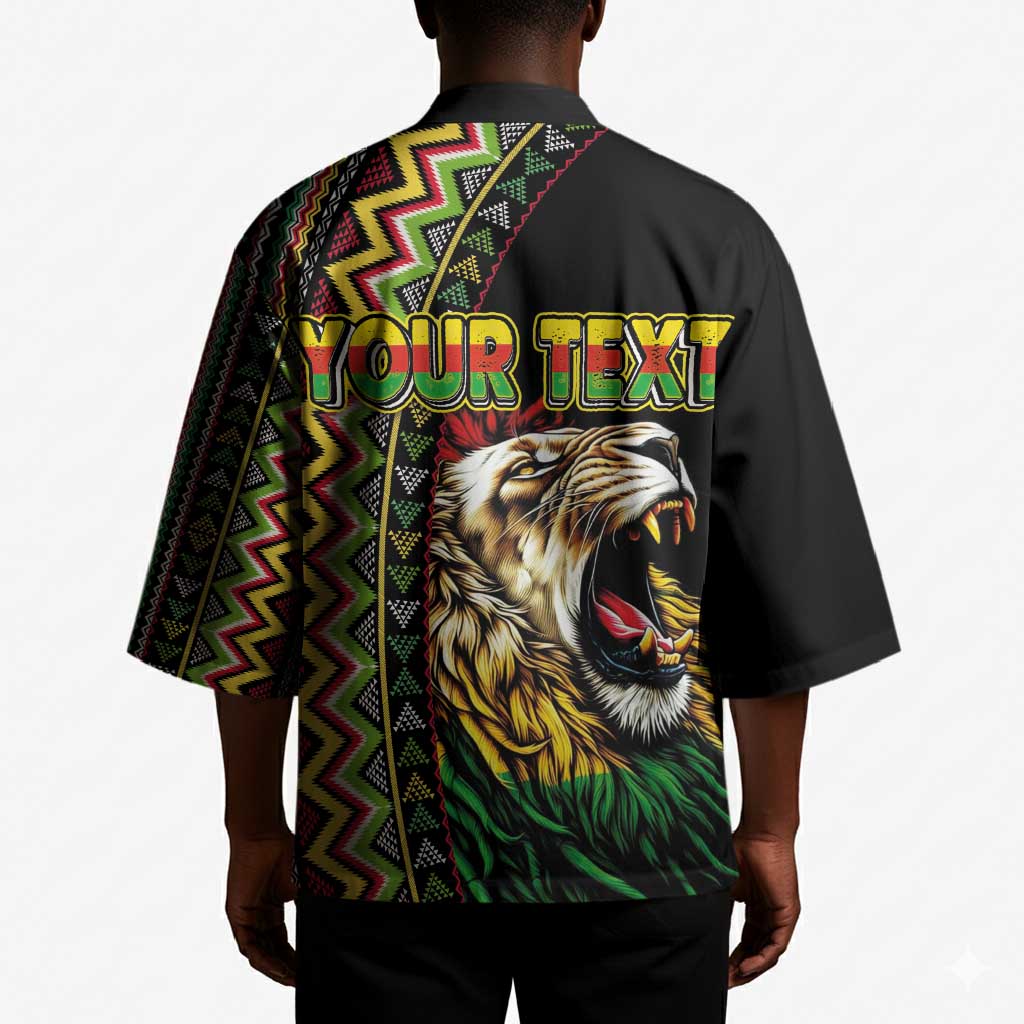 Personalized Jamaican Reggae-One Love Kimono Tribal African Pattern and Roaring Lion - Wonder Print Shop