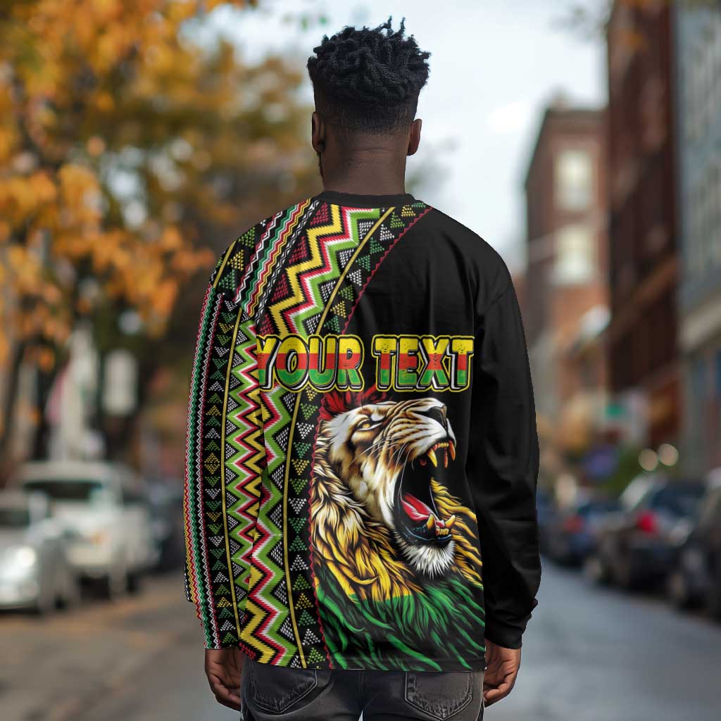 Personalized Jamaican Reggae-One Love Long Sleeve Shirt Tribal African Pattern and Roaring Lion - Wonder Print Shop