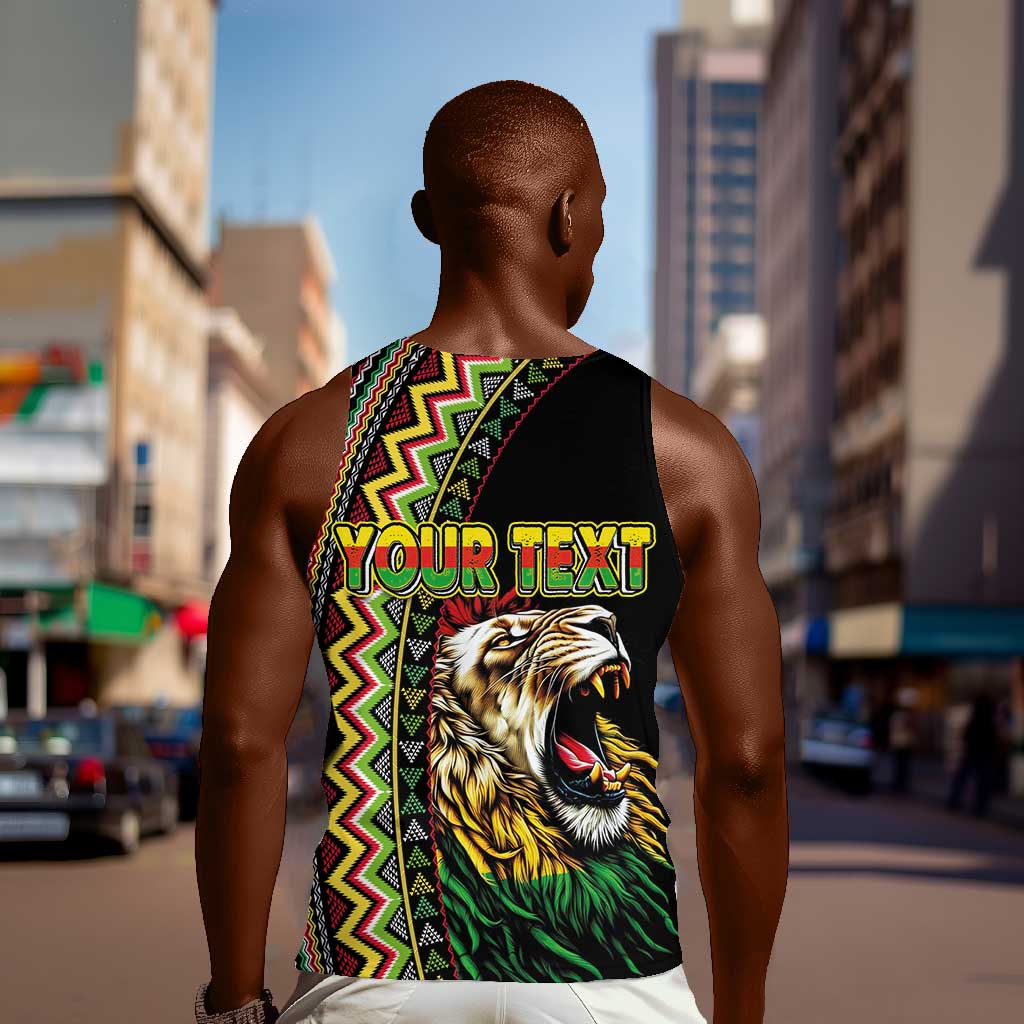Personalized Jamaican Reggae-One Love Men Tank Top Tribal African Pattern and Roaring Lion - Wonder Print Shop