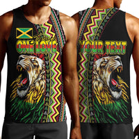 Personalized Jamaican Reggae-One Love Men Tank Top Tribal African Pattern and Roaring Lion - Wonder Print Shop