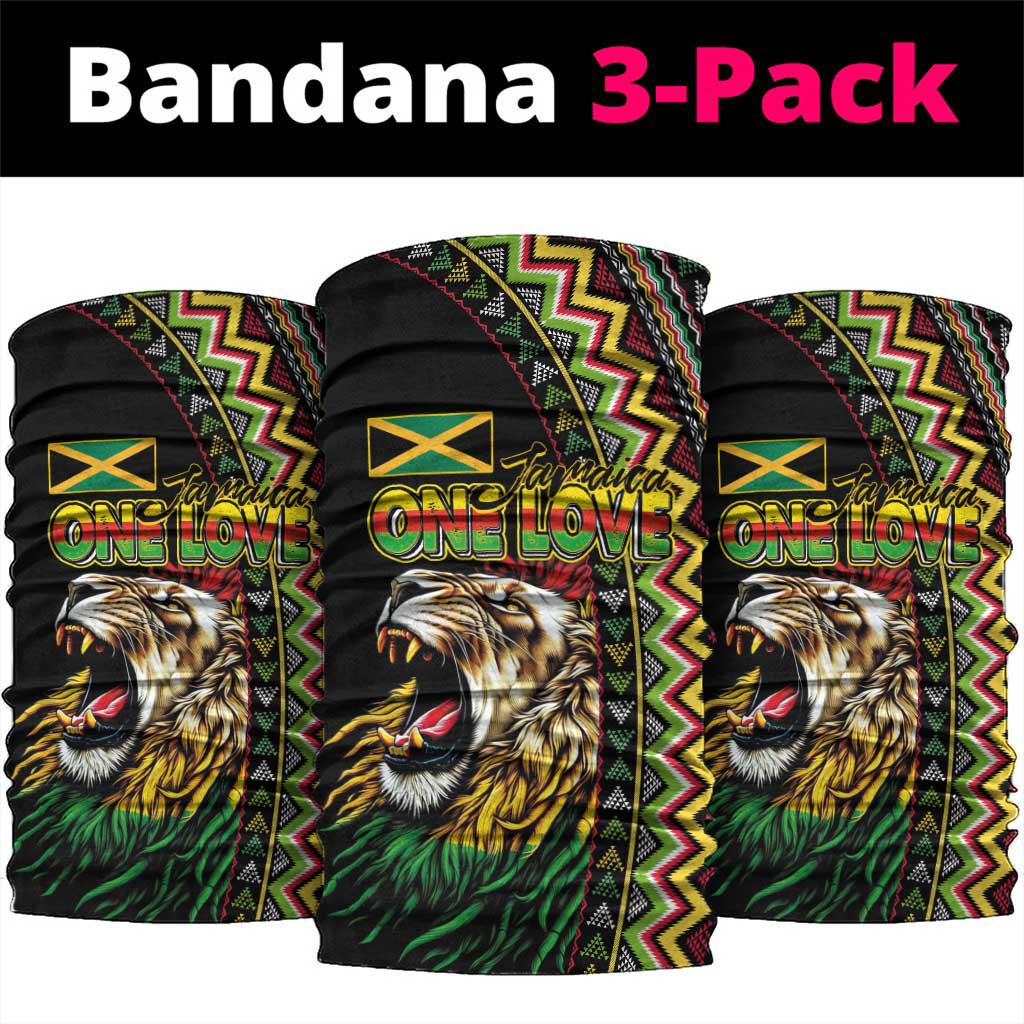 Jamaican Reggae-One Love Neck Gaiter Tribal African Pattern and Roaring Lion - Wonder Print Shop
