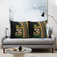 Jamaican Reggae-One Love Pillow Cover Tribal African Pattern and Roaring Lion - Wonder Print Shop