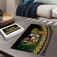 Jamaican Reggae-One Love Puzzle Tribal African Pattern and Roaring Lion - Wonder Print Shop