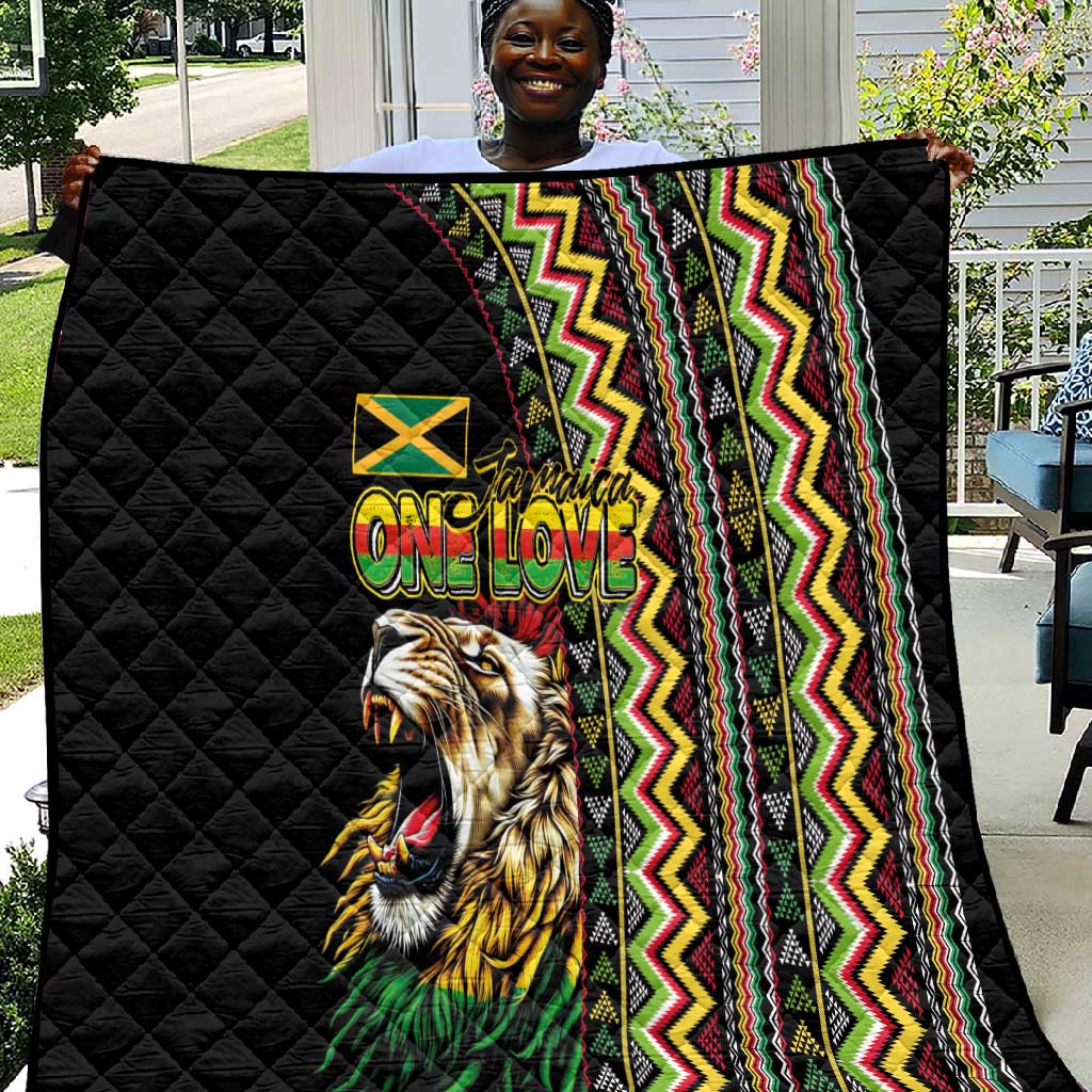 Jamaican Reggae-One Love Quilt Tribal African Pattern and Roaring Lion - Wonder Print Shop