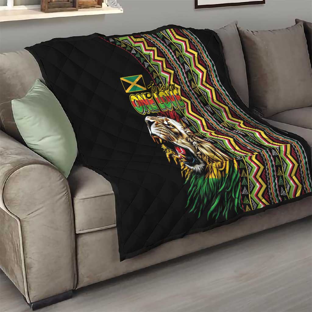 Jamaican Reggae-One Love Quilt Tribal African Pattern and Roaring Lion - Wonder Print Shop