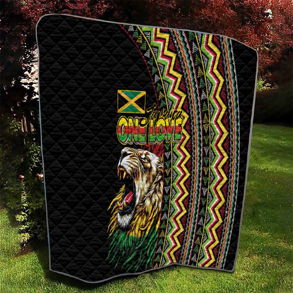 Jamaican Reggae-One Love Quilt Tribal African Pattern and Roaring Lion - Wonder Print Shop