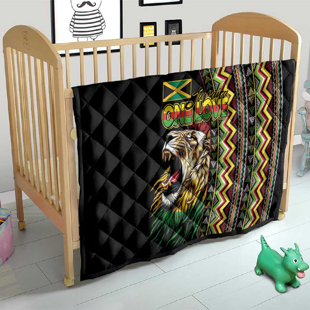 Jamaican Reggae-One Love Quilt Tribal African Pattern and Roaring Lion - Wonder Print Shop