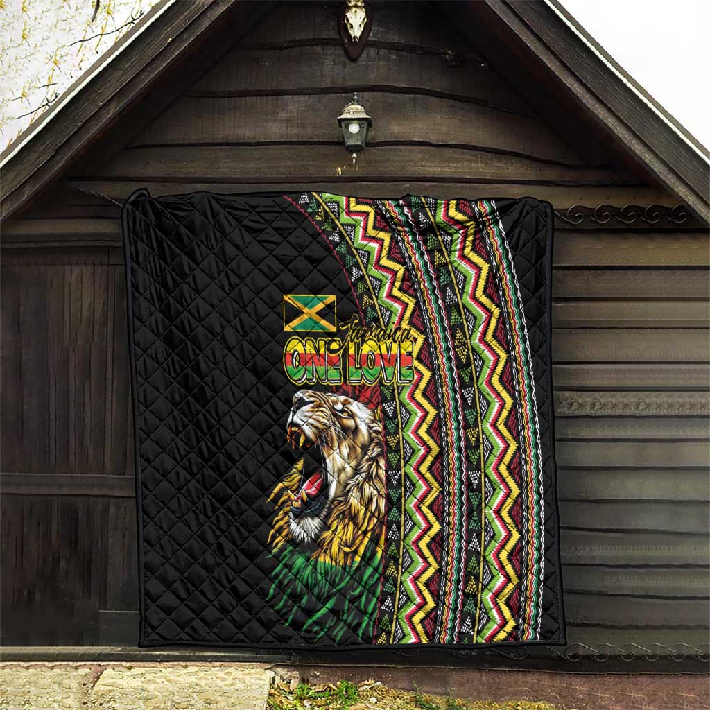 Jamaican Reggae-One Love Quilt Tribal African Pattern and Roaring Lion - Wonder Print Shop