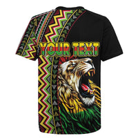 Personalized Jamaican Reggae-One Love Rugby Jersey Tribal African Pattern and Roaring Lion LT03