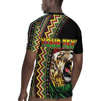 Personalized Jamaican Reggae-One Love Rugby Jersey Tribal African Pattern and Roaring Lion LT03
