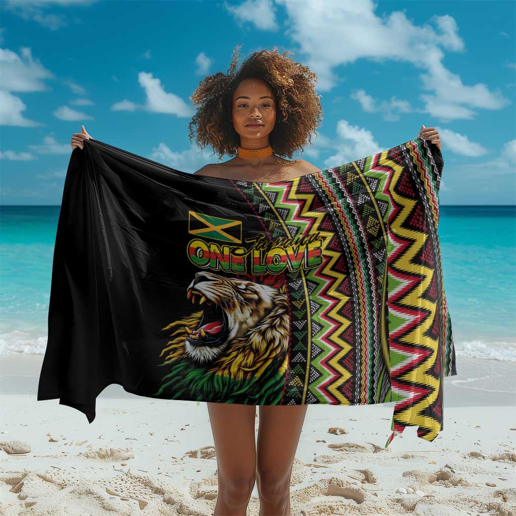 Jamaican Reggae-One Love Sarong Tribal African Pattern and Roaring Lion - Wonder Print Shop