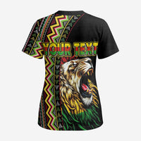 Personalized Jamaican Reggae-One Love Scrub Top Tribal African Pattern and Roaring Lion - Wonder Print Shop