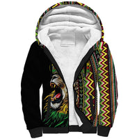 Personalized Jamaican Reggae-One Love Sherpa Hoodie Tribal African Pattern and Roaring Lion - Wonder Print Shop