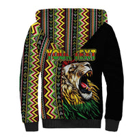 Personalized Jamaican Reggae-One Love Sherpa Hoodie Tribal African Pattern and Roaring Lion - Wonder Print Shop