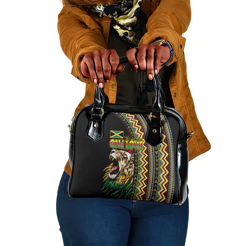 Jamaican Reggae-One Love Shoulder Handbag Tribal African Pattern and Roaring Lion - Wonder Print Shop