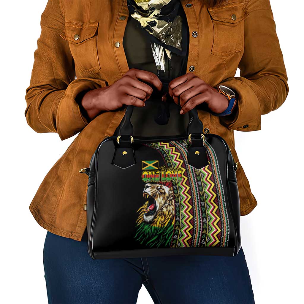 Jamaican Reggae-One Love Shoulder Handbag Tribal African Pattern and Roaring Lion - Wonder Print Shop