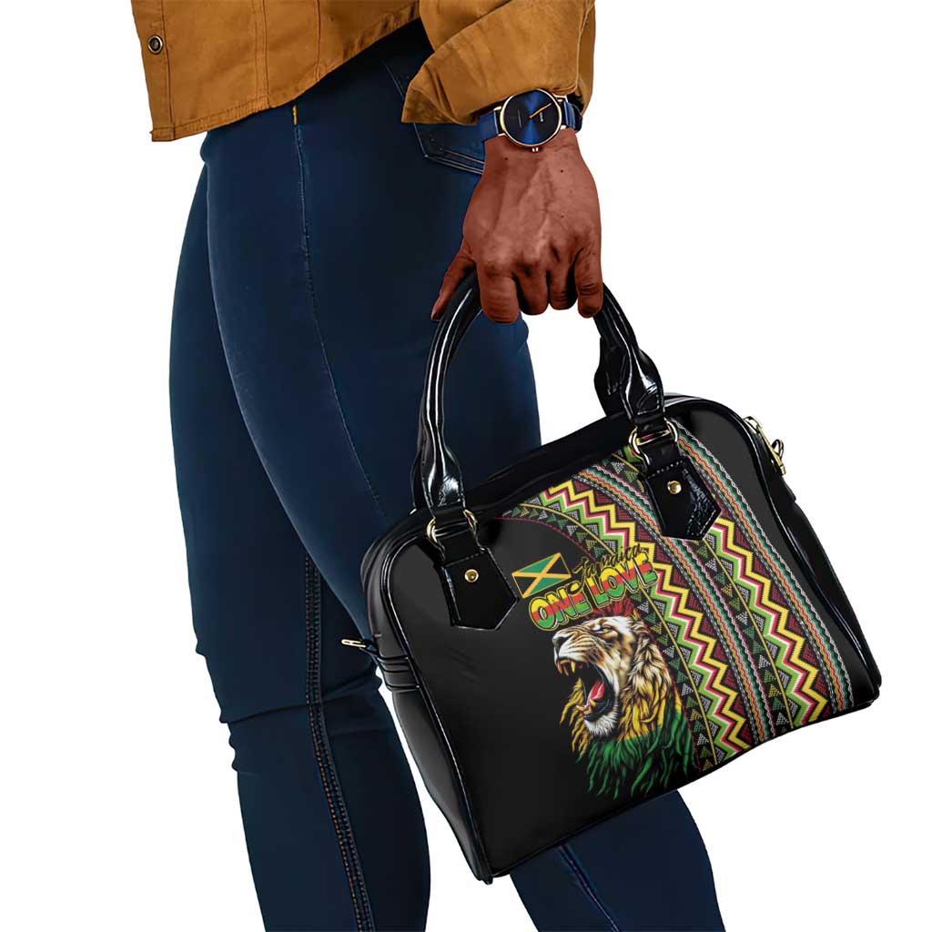 Jamaican Reggae-One Love Shoulder Handbag Tribal African Pattern and Roaring Lion - Wonder Print Shop