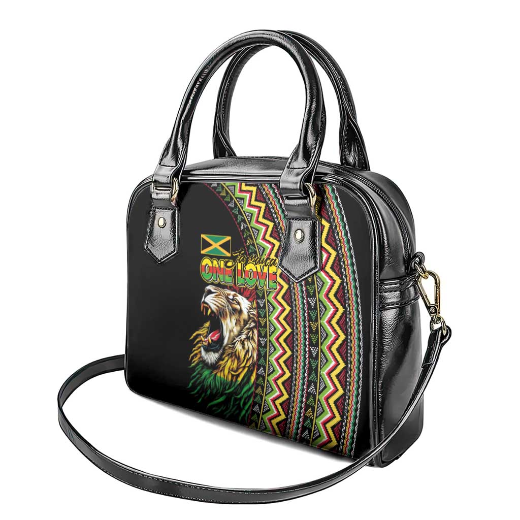 Jamaican Reggae-One Love Shoulder Handbag Tribal African Pattern and Roaring Lion - Wonder Print Shop