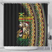 Jamaican Reggae-One Love Shower Curtain Tribal African Pattern and Roaring Lion - Wonder Print Shop