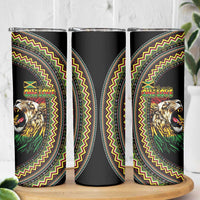 Jamaican Reggae-One Love Skinny Tumbler Tribal African Pattern and Roaring Lion - Wonder Print Shop