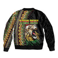 Personalized Jamaican Reggae-One Love Sleeve Zip Bomber Jacket Tribal African Pattern and Roaring Lion - Wonder Print Shop