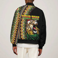 Personalized Jamaican Reggae-One Love Sleeve Zip Bomber Jacket Tribal African Pattern and Roaring Lion - Wonder Print Shop
