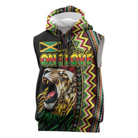 Personalized Jamaican Reggae-One Love Sleeveless Hoodie Tribal African Pattern and Roaring Lion - Wonder Print Shop