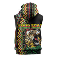 Personalized Jamaican Reggae-One Love Sleeveless Hoodie Tribal African Pattern and Roaring Lion - Wonder Print Shop