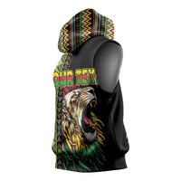 Personalized Jamaican Reggae-One Love Sleeveless Hoodie Tribal African Pattern and Roaring Lion - Wonder Print Shop